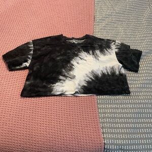 Hollister, Black and White Tie Dye, Crop Top, Small
